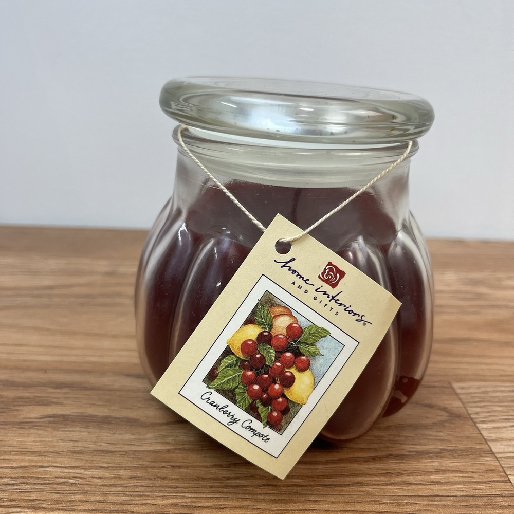 Home Interiors Large 15.5oz‎ Craberry Comote Candle in Glass Jar with Lid NEW